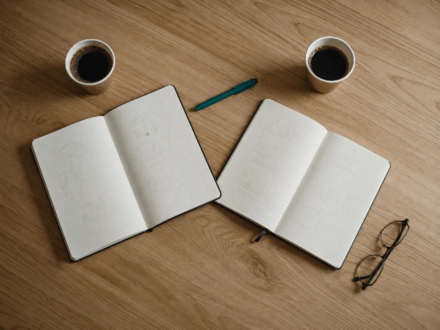 Dos cuadernos sobre la mesa — pensando juntos
